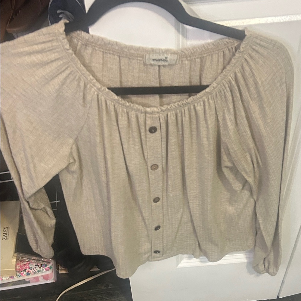 Maurices Beige Button-Up Blouse